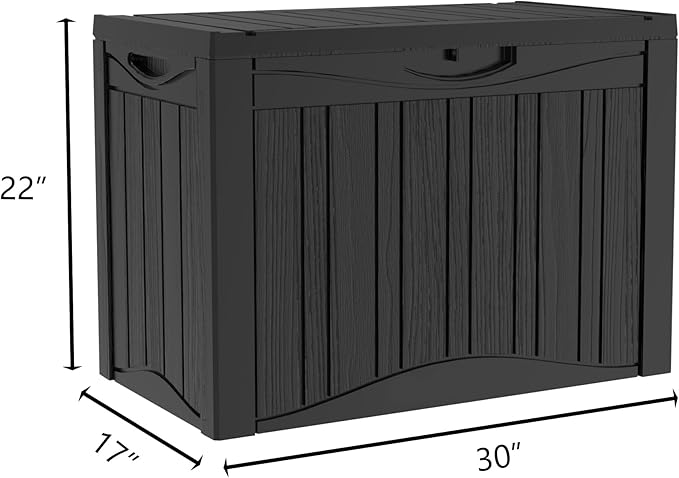 45 Gallon Lockable Resin Deck Box, Waterproof & UV-Resistant Outdoor Storage Box for Outdoor Cushion Storage, Garden Tools & Pool Accessories Storage, Black-VerdiqueGarden