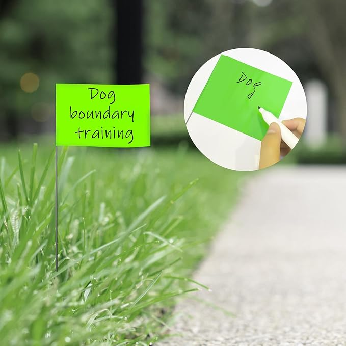 Zozen 50Pack Green Marking Flags, Writable/15x4x5 Inch, Yard Flags for Lawn & Irrigation & Landscape & Sprinkler & Survey & Dog Training.-VerdiqueGarden