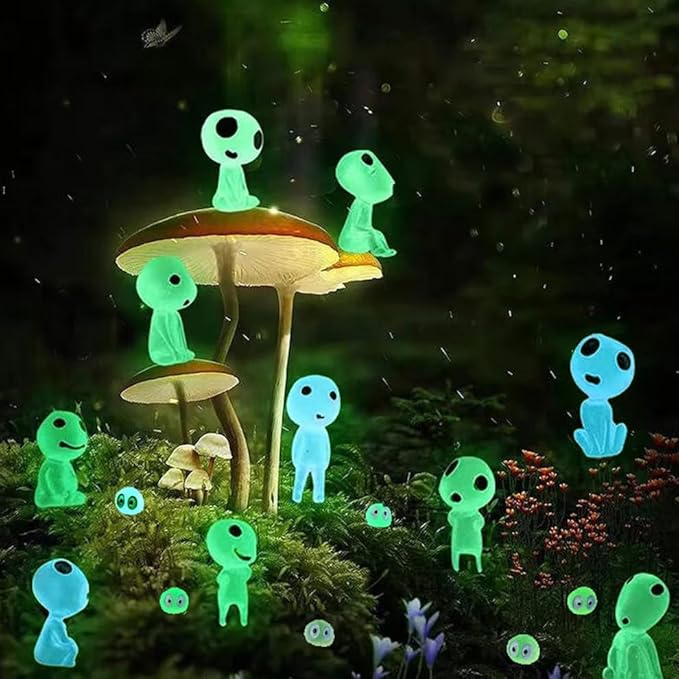 BEZALEL Glow in Dark Tree Elves, 28 Pcs Mini Fairy Garden Accessories, Luminous Ghost Micro Landscape Decorations, Miniature Glow Tree Spirits Outdoor for Bonsai Succulent Terrarium Decor-VerdiqueGarden