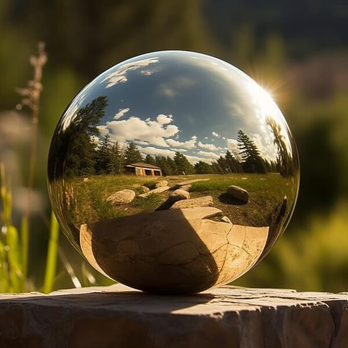 6 Inch Stainless Steel Gazing Globe,v2croft Hollow Ball Mirrored Surface Polished Shiny Sphere,Garden Stainless Steel Gazing Ball for Outdoor Lawn Pond Yard Ornament(Gold)-VerdiqueGarden
