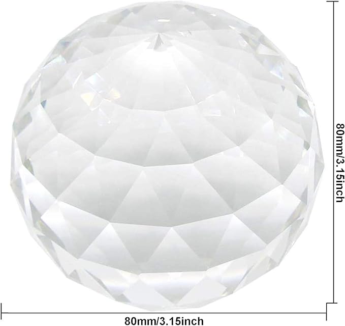 Clear Crystal Suncatcher Ball Prism Glass Sphere Faceted Gazing Ball Rainbow Maker Window Prisms Suncatcher for Window, Sun Catcher(80mm/3.15inch)-VerdiqueGarden