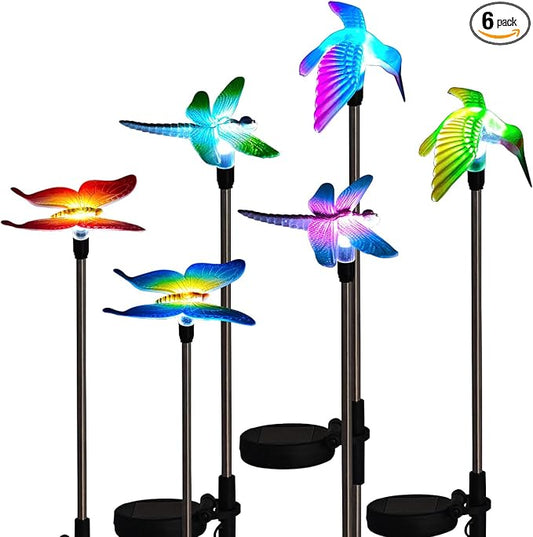 Solar Outdoor Lights with Hummingbird Butterfly Insect Garden Gifts Decor,Solar Garden Stakes Lights for Pathway, Lawn, Patio, Driveway-VerdiqueGarden