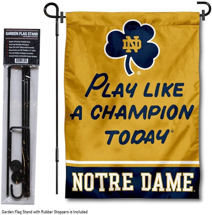 WinCraft Irish Play Like A Champion Today Garden Flag and Pole Stand Holder-VerdiqueGarden