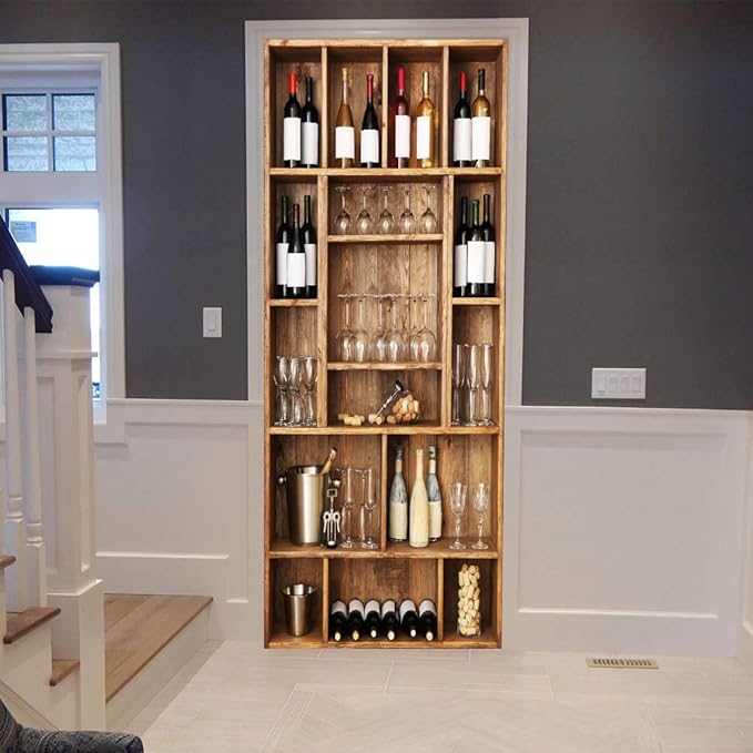 3D Door Wallpaper Self-Adhesive Door Sticker - Wine Cabinet - Door Film Poster Premium PVC Waterproof Wall Sticker for Bedroom Living Room Door Decoration Wallpaper 80 x 200 cm-VerdiqueGarden