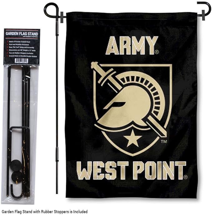 College Flags & Banners Co. Army Black Knights Athena Garden Flag with Stand Holder-VerdiqueGarden