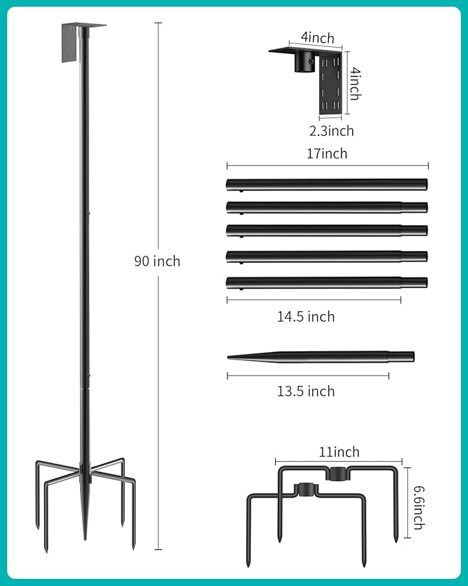 Bird Feeder Pole – 90 Inch Height Bird House Pole with 1-Inch Dia Heavy Duty for Birdfeeders, Feeding Stand with Mount Kit for Outdoor, Slip-Fit Connection-VerdiqueGarden