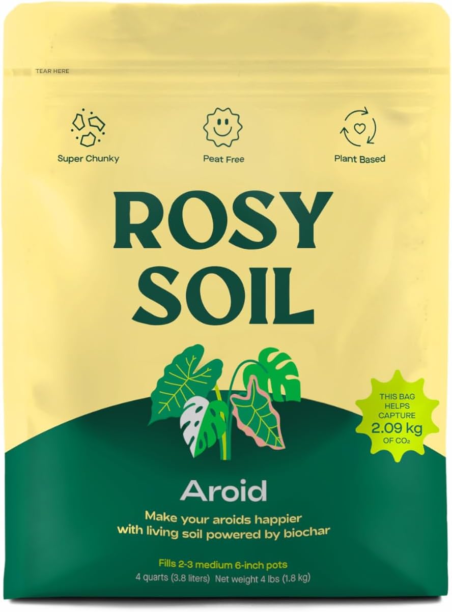 Rosy Soil Aroid Soil Potting Mix - Peat-Free, Microbially Active Biochar Powered Soil for Aroids - Superior Aeration & Drainage for Aroid Plants - Ideal for Indoor Gardening - 4 Quarts-VerdiqueGarden