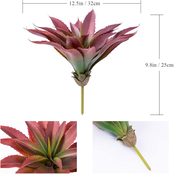 Veryhome Succulents Plants Artificial Aloe Plant, 12.5Inch Large Faux Succulents Unpotted, Premium Crafting DIY Greenery Decor for Indoor & Outdoor(Red)-VerdiqueGarden