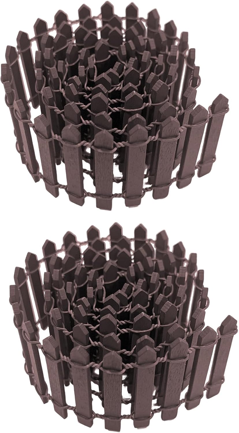 35 Inches Mini Fairy Garden Fence DIY Small Wood Decorative Picket Fence Micro Landscape Miniature Ornaments for Dollhouse, Crafts, Diorama Project, Plant Pot (Brown(2 PCS))-VerdiqueGarden