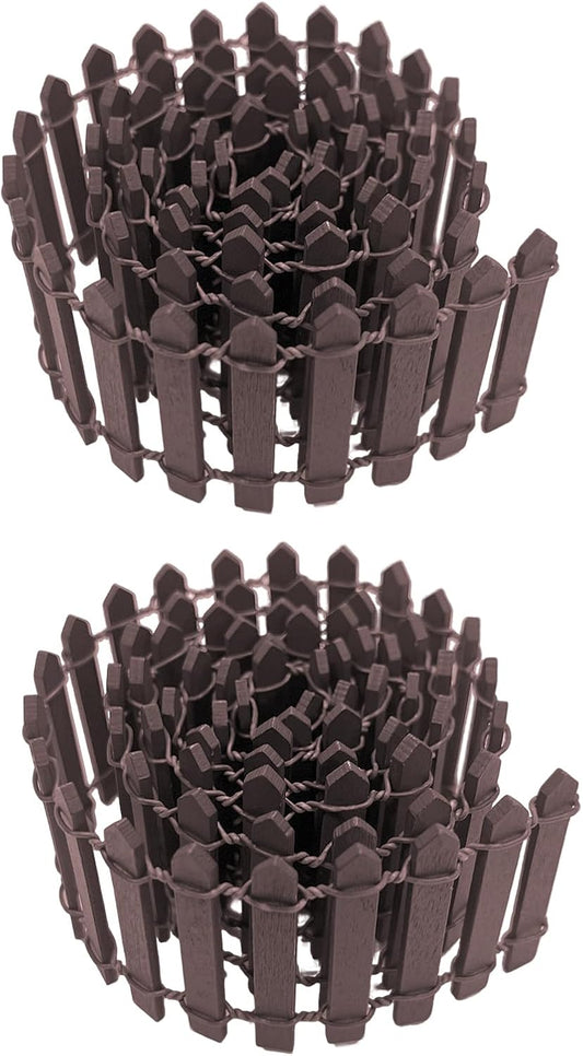 35 Inches Mini Fairy Garden Fence DIY Small Wood Decorative Picket Fence Micro Landscape Miniature Ornaments for Dollhouse, Crafts, Diorama Project, Plant Pot (Brown(2 PCS))-VerdiqueGarden