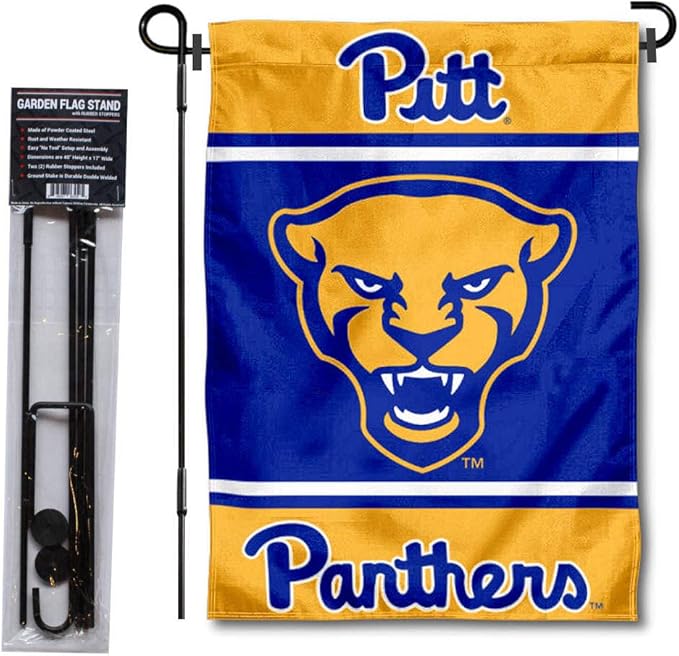 College Flags & Banners Co. Pittsburgh Panthers Garden Flag with Stand Holder-VerdiqueGarden