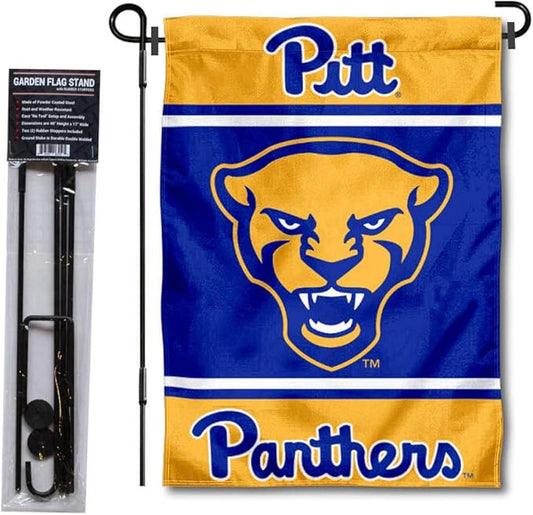 College Flags & Banners Co. Pittsburgh Panthers Garden Flag with Stand Holder-VerdiqueGarden