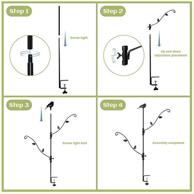 Deck Bird Feeder with Multi-Hooks and Adjustable Branches for Porch-VerdiqueGarden