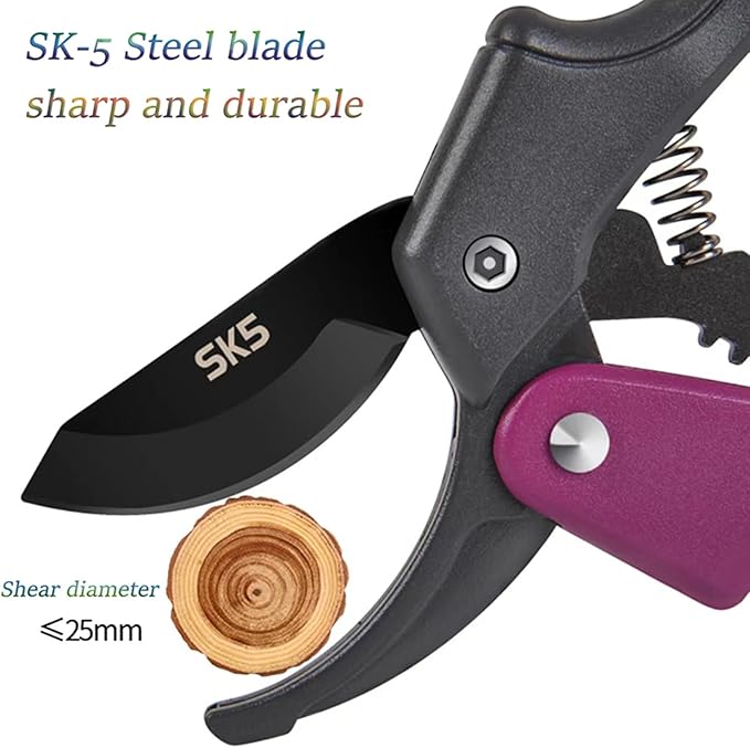 Garden clippers, premium Germany pruners, Work 3 times easier, professional pruning shears, cutting rose, flower, hedge, stem, tree, Sharp gardening scissors, Arthritis weak hand snips (Japanese-2, 1)-VerdiqueGarden