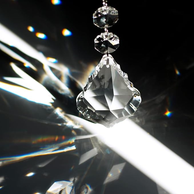 12pcs Crystal Chandelier Maple Leaf Prism Pendant Parts, 76mm Hanging Crystals Beads for Chandelier Wedding Decoration Clear-VerdiqueGarden