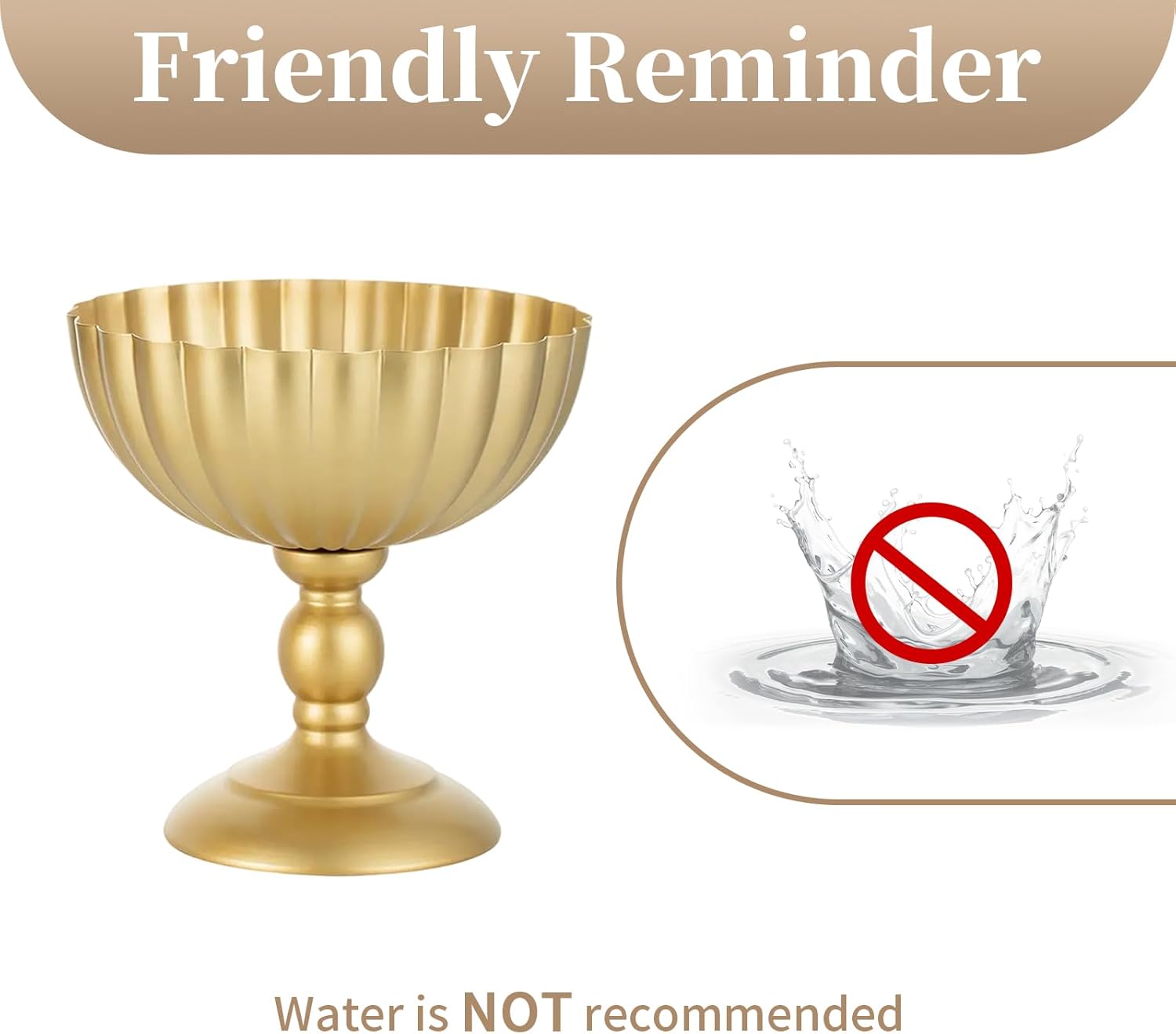 Sziqiqi Gold Urn Vase for Wedding: 7.9in Tall Vases Centrepieces for Table Decorations - Set of 2 Metal Flower Urn Vase for Floral Arrangement - Compote Bowl Vases for Birthday Party Anniversary-VerdiqueGarden