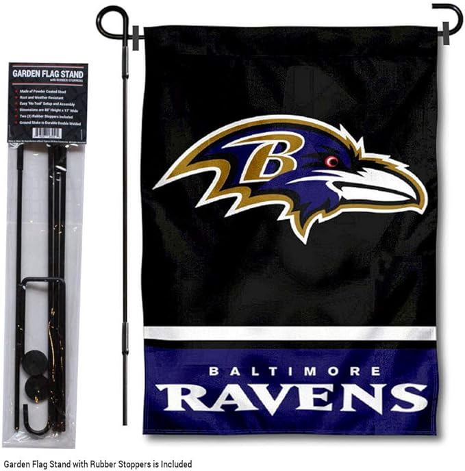 WinCraft Baltimore Ravens Garden Flag with Stand Holder-VerdiqueGarden