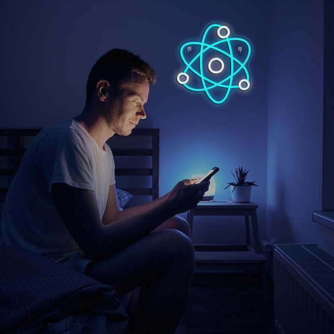Molecule Neon Sign Blue White Led Neon Lights Neon Bar Signs for Wall Decor USB Light Up Sign Neon Molecular Structure Signs for Boys Room Party Kids Room Birthday-VerdiqueGarden