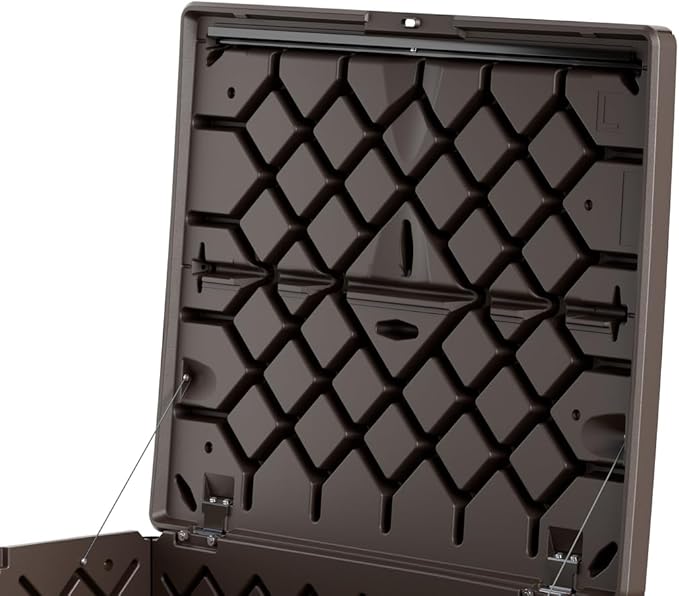 Rubbermaid Medium Resin Outdoor Storage Deck Box (74 Gal) Weather Resistant Brown Deck Organization for Home/Backyard/Pool Chemicals/Toys/Garden Tools/Porch/Patio Cushions-VerdiqueGarden
