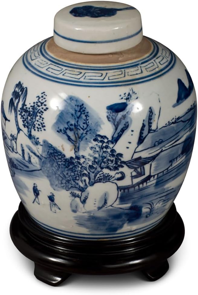 China Furniture and Arts Blue and White Porcelain Scenery Chinese Jar-VerdiqueGarden