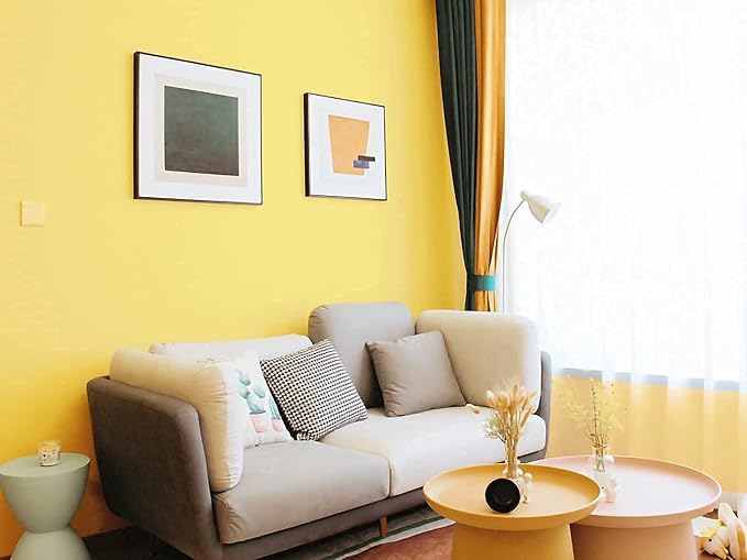 Dimoon 78.7''x17.7'' Yellow Peel and Stick Wallpaper Contact Paper Modern Self Adhesive Wall Paper Removable Renter Friendly Textured Solid Color Shelf Cabinet Vinyl Roll (78.7''x17.7'',Yellow)-VerdiqueGarden