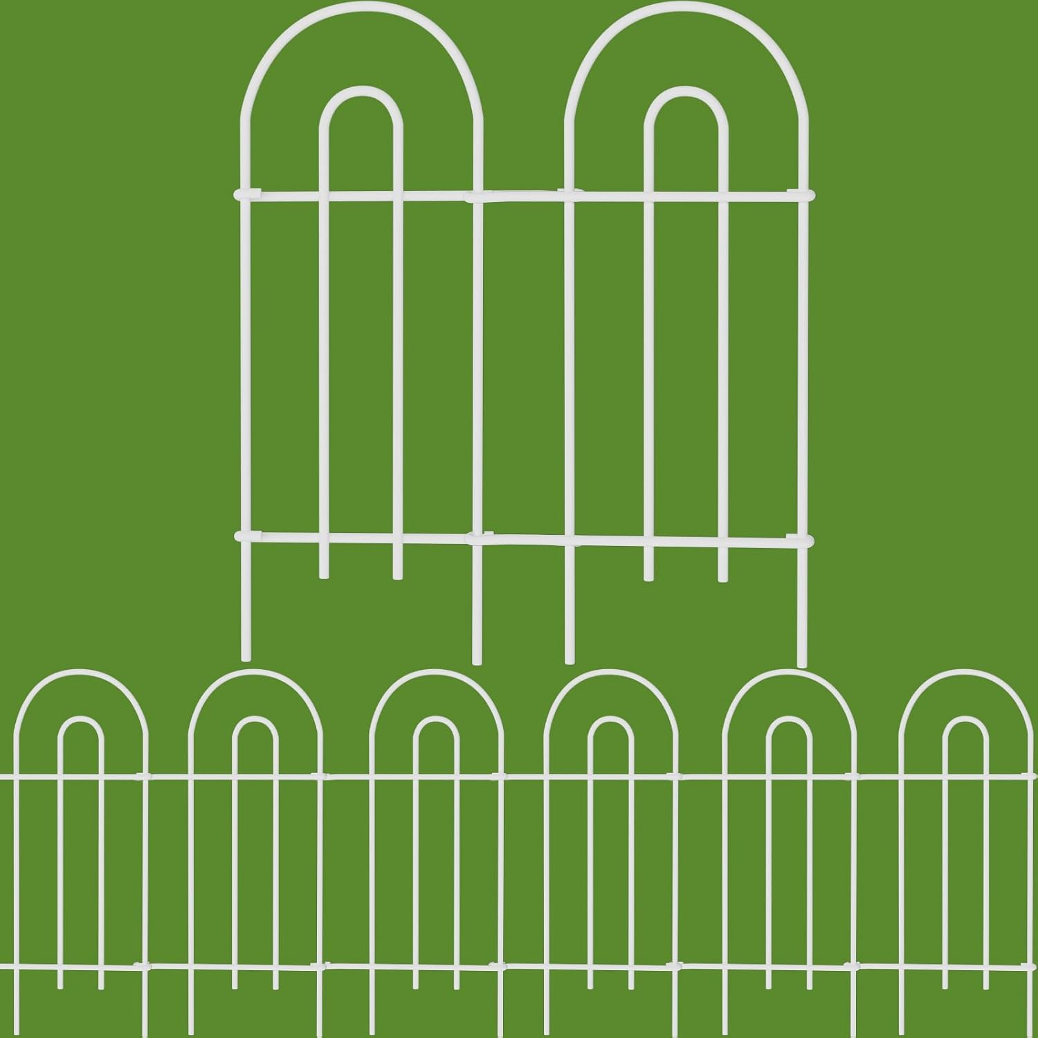 AMAGABELI GARDEN & HOME 14 Panels 32in(H)×20ft(L) Decorative Garden Fences and Borders for Dogs No Dig Rustproof Metal Fence Panel Garden Edging Border Animal Barrier Fencing for Flower Bed Yard White-VerdiqueGarden