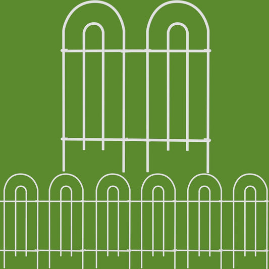 AMAGABELI GARDEN & HOME 14 Panels 32in(H)×20ft(L) Decorative Garden Fences and Borders for Dogs No Dig Rustproof Metal Fence Panel Garden Edging Border Animal Barrier Fencing for Flower Bed Yard White-VerdiqueGarden