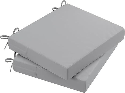 AAAAAcessories Outdoor Seat Cushions for Chairs, Waterproof, Fade-Resistant Patio Furniture Replacement Cushions, 20" x 18" x 3", Set of 2, Gray-VerdiqueGarden