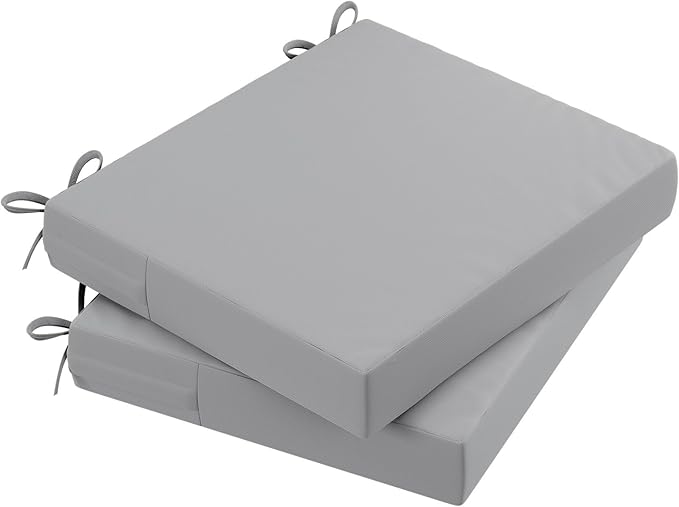 AAAAAcessories Outdoor Seat Cushions for Chairs, Waterproof, Fade-Resistant Patio Furniture Replacement Cushions, 18.5" x 16" x 3", Set of 2, Gray-VerdiqueGarden