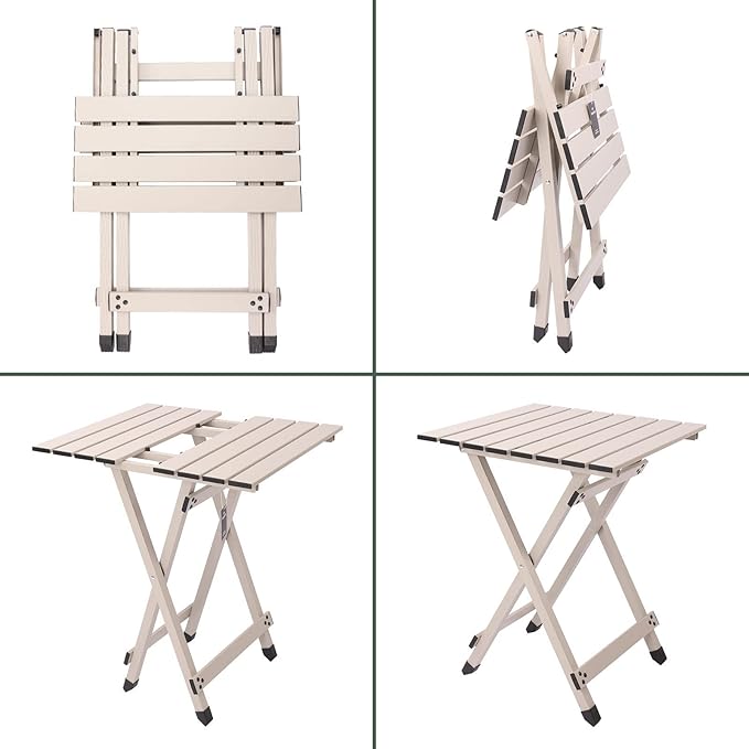 SUNNYFEEL Folding Camping Table - Lightweight Aluminum Portable Picnic Table, 18.5x18.5x24.5 Inch for Cooking, Beach, Hiking, Travel, Fishing, BBQ, Indoor Outdoor Small Foldable Camp Tables-VerdiqueGarden