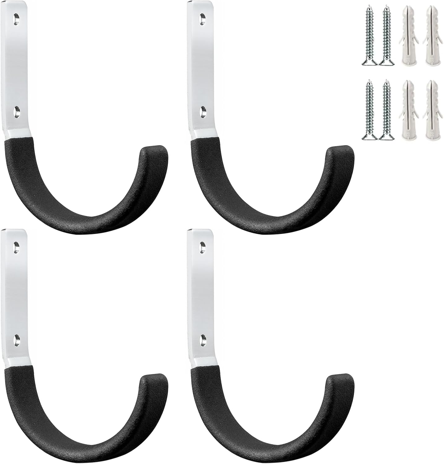 Heavy Duty Steel Garage Hooks,Garage Storage Utility Hooks,Heavy Duty Garage Tool Organizer,Steel Wall Mount Hooks, Hose Hanger, Small Garden U Hooks (Black 4 Pack)-VerdiqueGarden