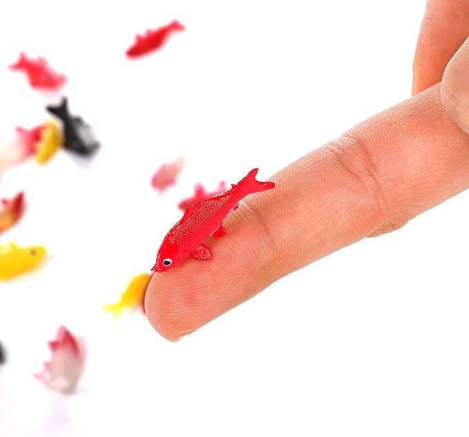 ZENFUN 50 Packs Mini Koi Fish, Cute Miniature Fish Fake Mini Fish Set, Plastic Small Koi Fish, Tiny Fish Model Bulk for Ornament Supplies, Cake Decoration, Fish Tank DIY, Fairy Garden Supplies-VerdiqueGarden