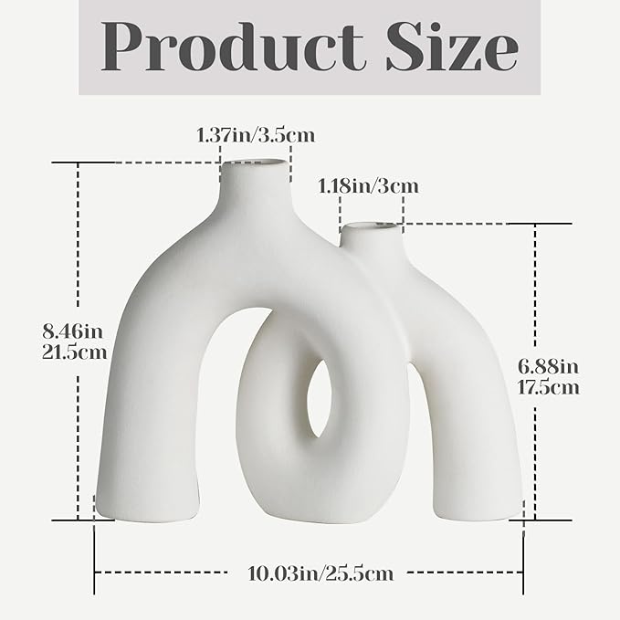 CEMABT Modern Nordic Boho Vase Set - Elegant White Matte Ceramic Home Decor for Living Room, Bookshelf, Mantel, Entryway Table & Console Décor | Shelf Decorations Gift-VerdiqueGarden