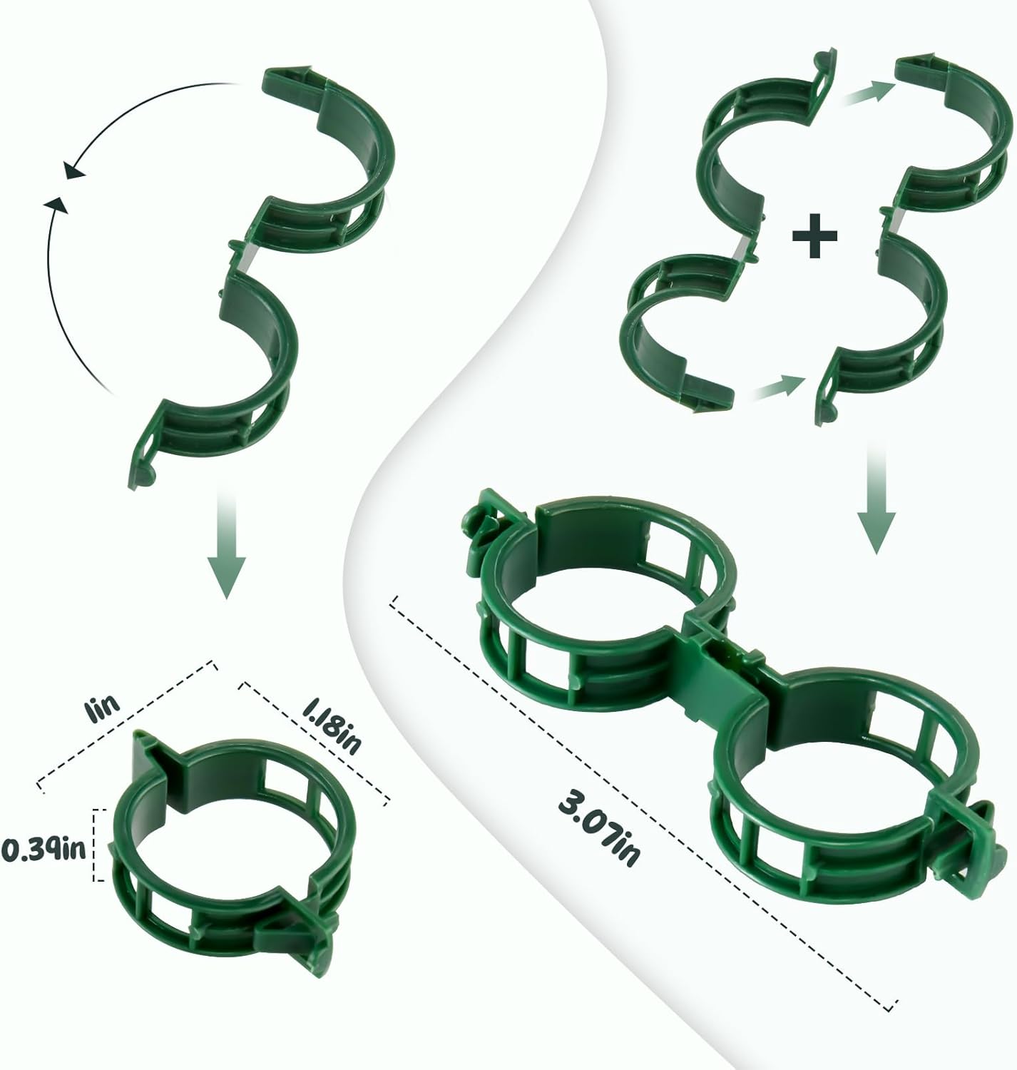 50 PCS Plant Support Clips, Tomato Vine Clips, Trellis Plastic Clips, Garden Vine Fixing Clips - for Tomato, Grape, Vegetables, Plant Stalks and Climbing Plants-VerdiqueGarden