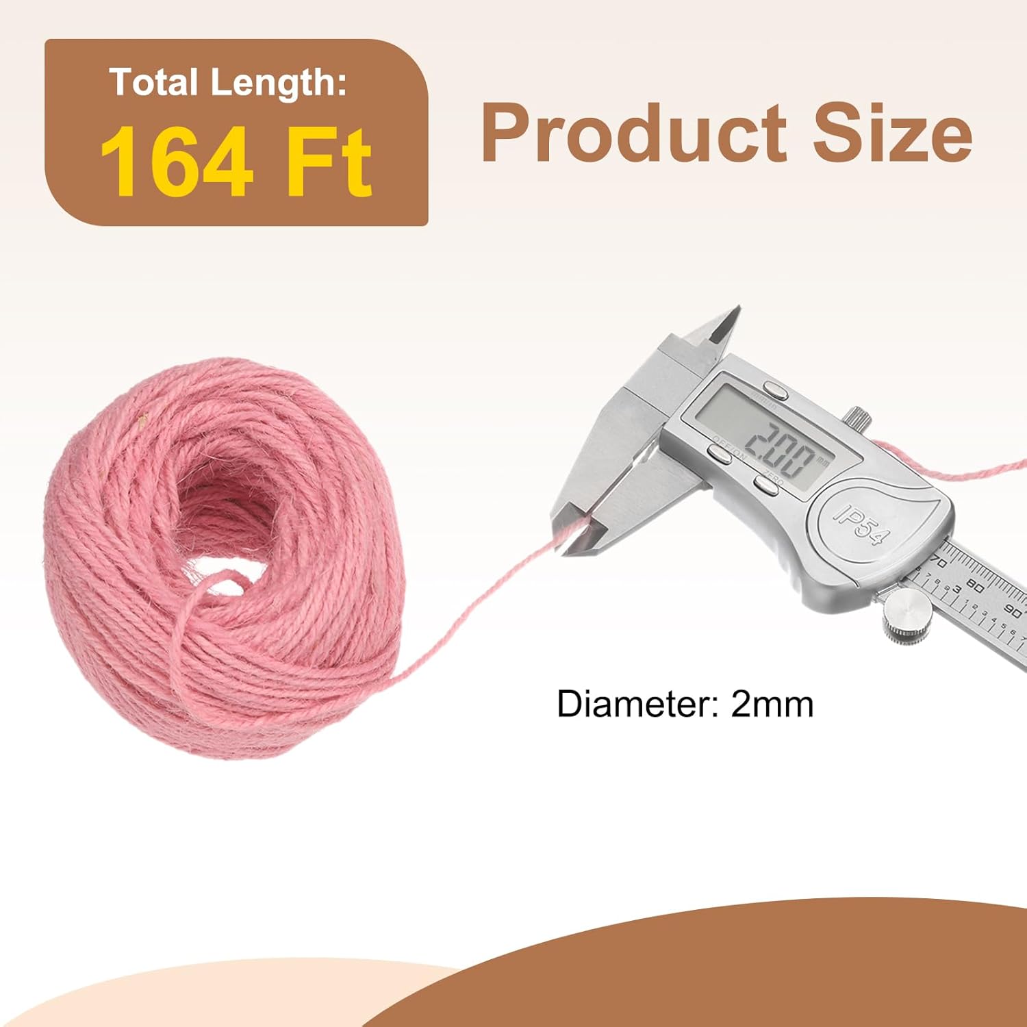 uxcell 164 Feet Natural Jute Twine String,2mm Thin Garden Twine Rope Colored Plant String Cord for DIY Art Crafts Gift Wrapping Decoration Packing Gardening Plant Hanger,Pink-VerdiqueGarden