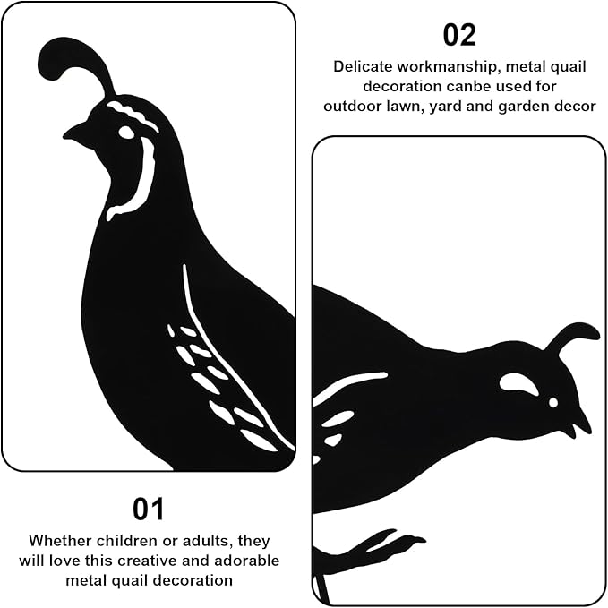 jojofuny 4pcs Garden Quail Stake Bird Yard Art Metal Statue Decor Animals Silhouette Outdoor Decoration Courtyard Ornaments for Lawns Backyard Patio Backyard Pathway-VerdiqueGarden