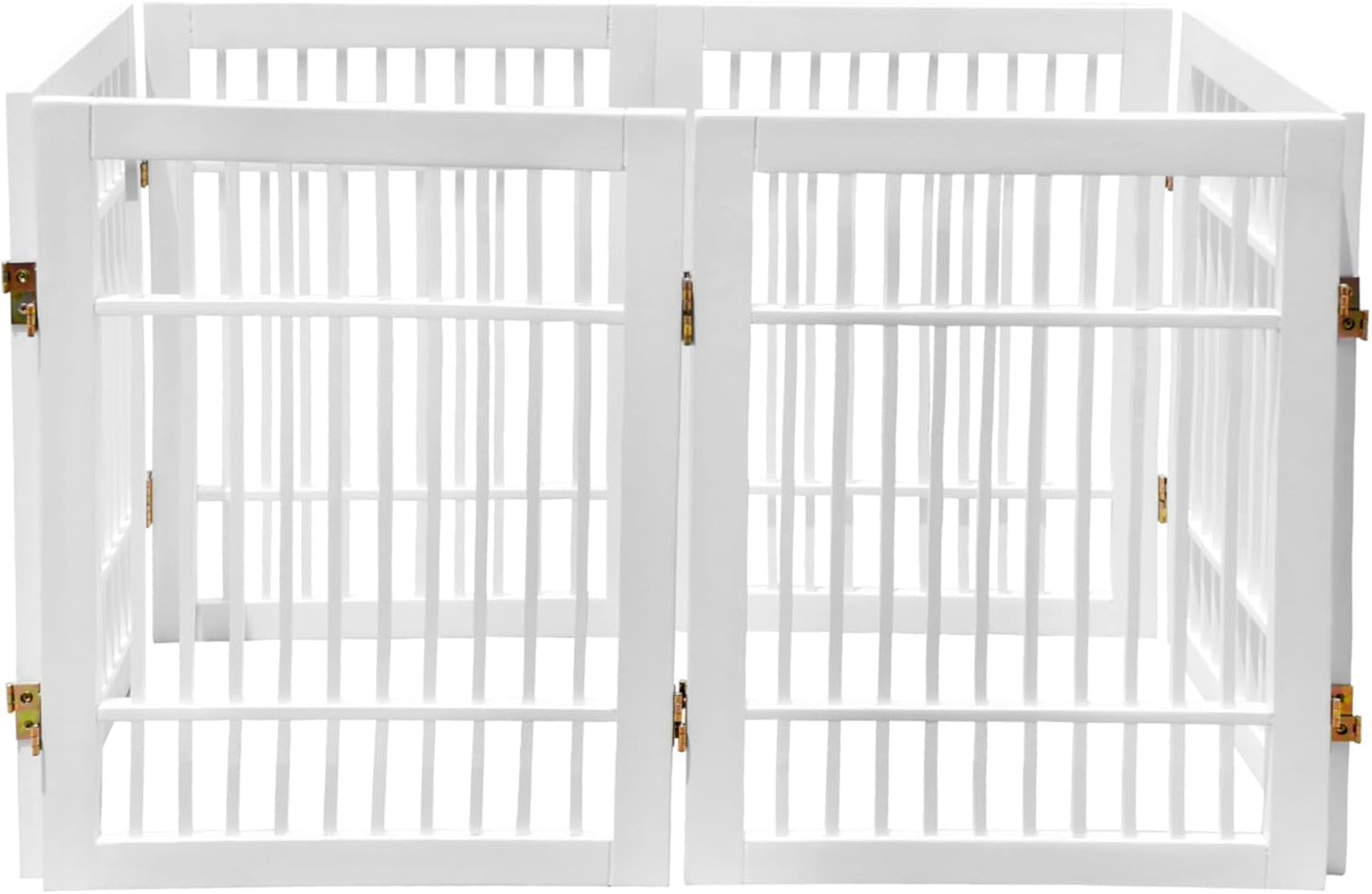 Pet Dog Gate Strong and Durable Freestanding Folding Acacia Hardwood Portable Wooden Fence Indoors or Outdoors by Urnporium (White Pet Gate, 6 Panel 24" Tall)-VerdiqueGarden