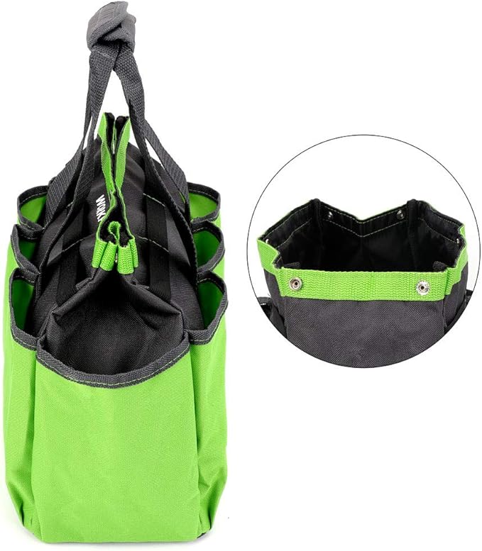 WORKPRO Garden Tool Bag, 8 Pockets Gardening Bag, Heavy Duty Oxford Garden Tote Caddy (Tools NOT Included), 12" x 12" x 6"-VerdiqueGarden