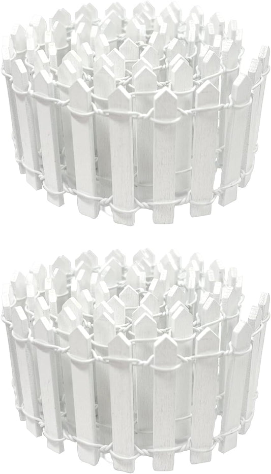 35 Inches Mini Fairy Garden Fence DIY Small Wood Decorative Picket Fence Micro Landscape Miniature Ornaments for Dollhouse, Crafts, Diorama Project, Plant Pot (White(2 PCS))-VerdiqueGarden