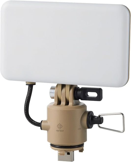 ELECOM NESTOUT Outdoor Camping LED Panel Flashlight w/ Mini Tripod, Dimmable USB Powered LED Light, IP44 Water Dust Resistant, 30-1000 Lumen, Portable Lantern for NESTOUT Power Bank, Beige (Flash-1)-VerdiqueGarden