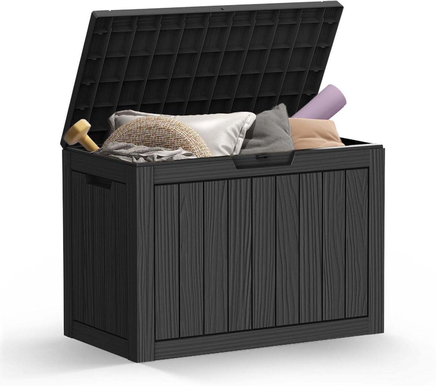 Mars Villa 45 Gallon Outdoor Storage Box, Resin Deck Box Waterproof, Storage Chest for Outside Patio Furniture Cushions, Pool Supplies, Garden Tools, UV Resistant and Weatherproof, Black-VerdiqueGarden