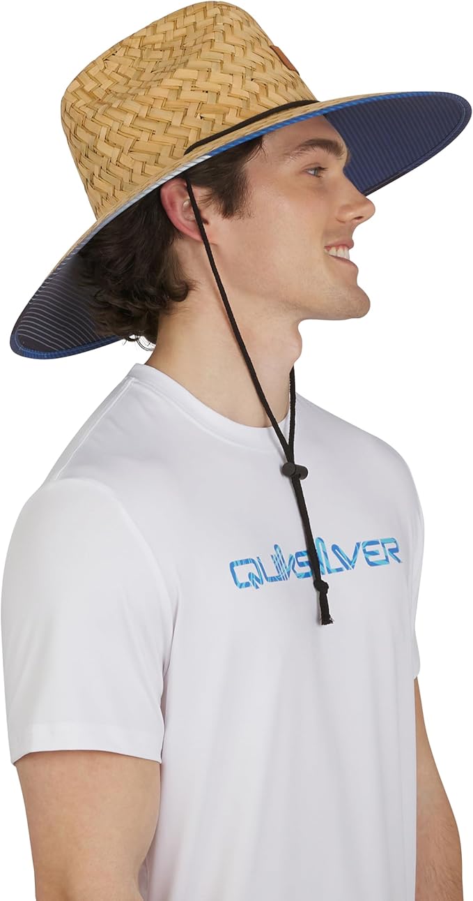 Quiksilver Men's Wide Brim Outdoor Lifeguard Straw Sun Hat-VerdiqueGarden