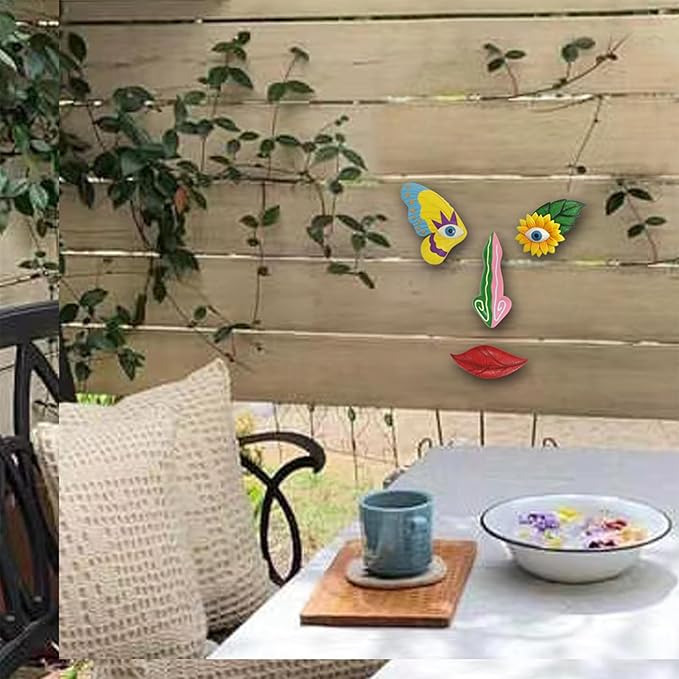 Tree Faces Decor Outdoor,Funny Tree Faces Sculpture,Colorful Fence Decorations Outdoor,Suitable for Yard and Garden Art Décor(1pcs,Colorful Butterfly)-VerdiqueGarden