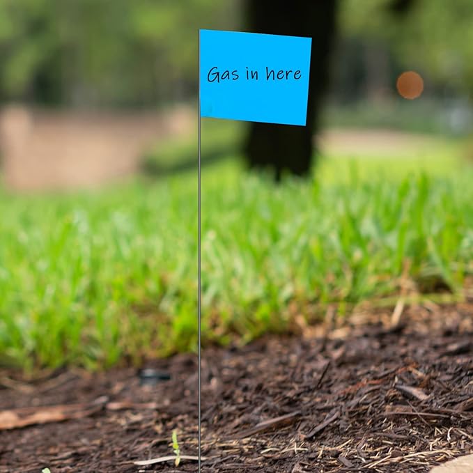 Zozen 100Pack Blue Marking Flags, Writable/15x4x5 Inch, Yard Flags for Lawn & Irrigation & Landscape & Sprinkler & Survey & Dog Training.-VerdiqueGarden