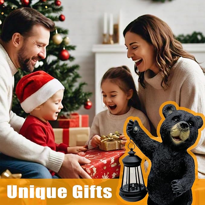 Solar Lantern Garden Statues Decor, Outdoor Bear Figurine Lights for Yard Patio Decoration - Unique Christmas Housewarming Gift for Grandma Wowen Mom-VerdiqueGarden