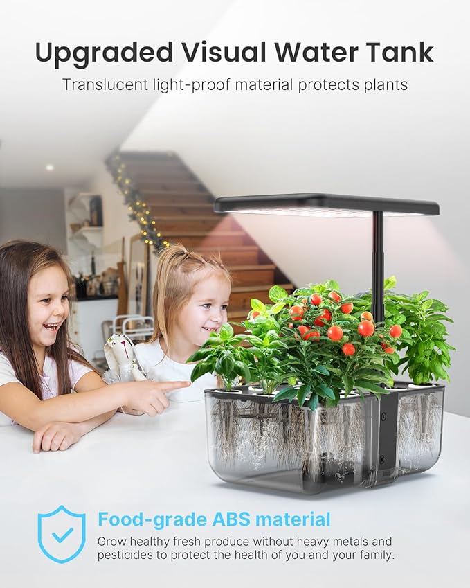iDOO Hydroponics Growing System Kit 12 Pods, Christmas Gifts Gardening Gifts for Women Mom Dad Kids, Indoor Herb Garden with LED Grow Light for Home School, Indoor Plants Good for Mental Health-VerdiqueGarden