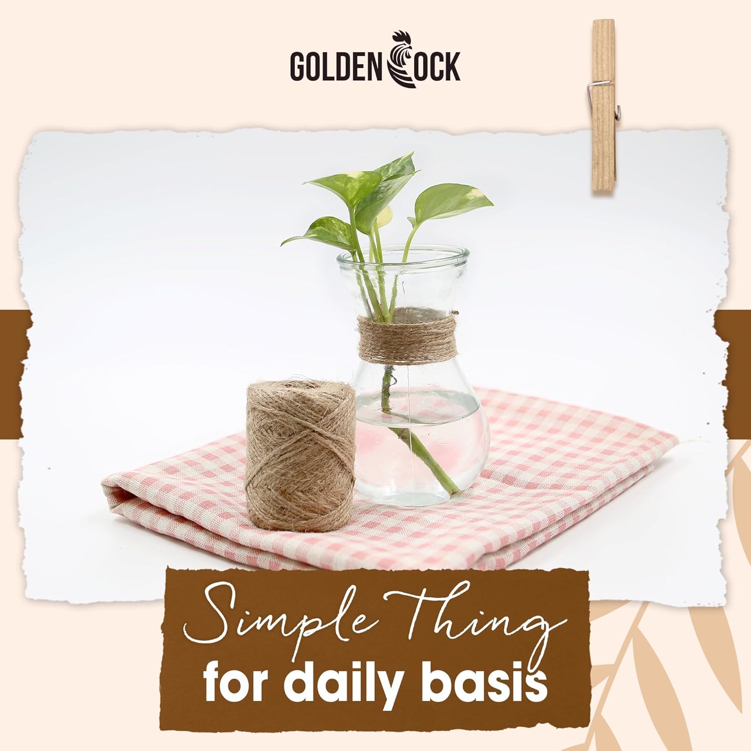 2mm - 164FT Natural Jute Twine Rope String - for Crafts Gardening Plant Accessories Gift Wrapping, Arts Packing Material Christmas Twine Bulk Wedding Decor-VerdiqueGarden