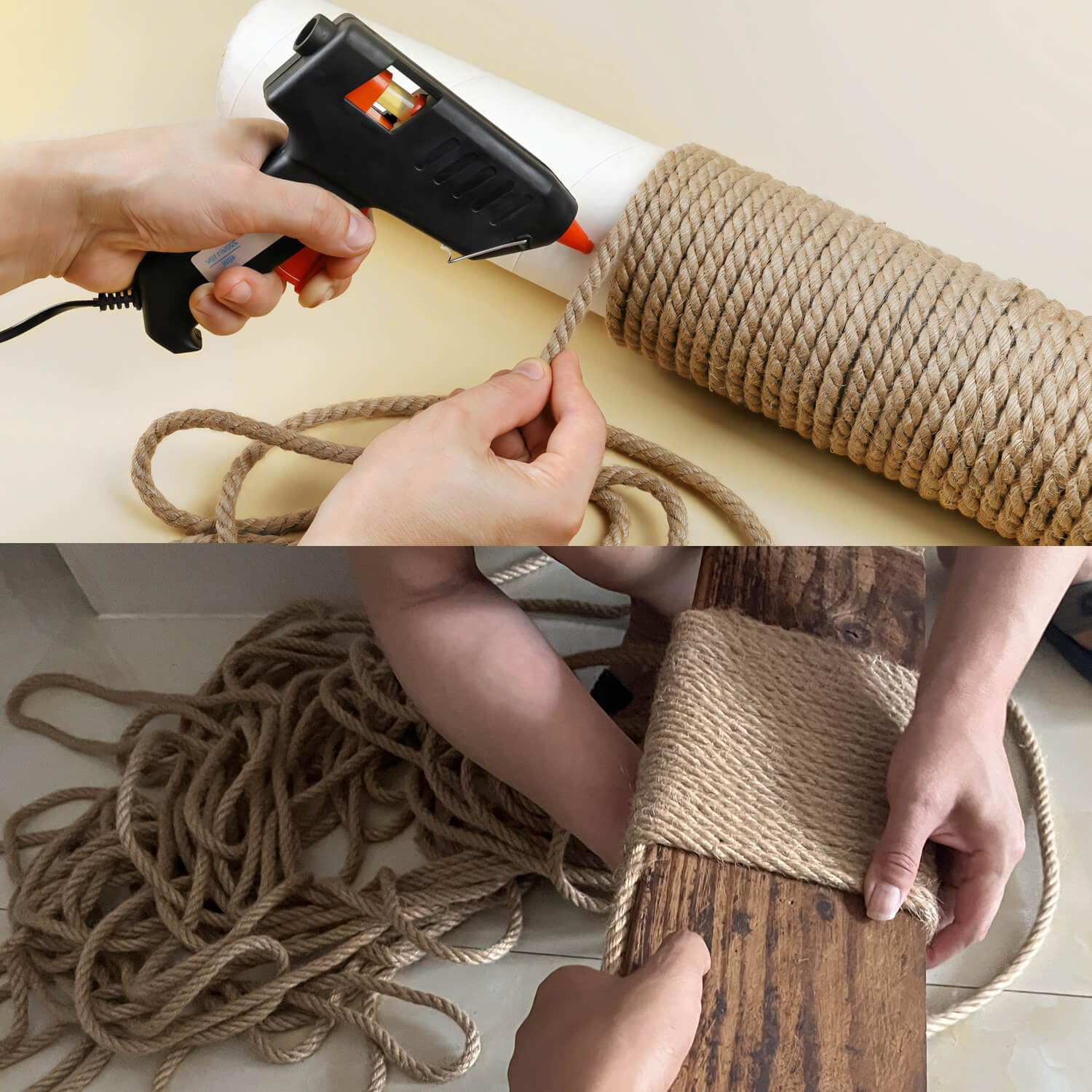 8mm Jute Rope, 164 Feet Braided Heavy Duty Twine, Thick Jute Twine Rope for Cat Scratch Post, Craft,DIY Artwork, Bundling, Home Decor, Gardening Applications (8MM 164FT)-VerdiqueGarden