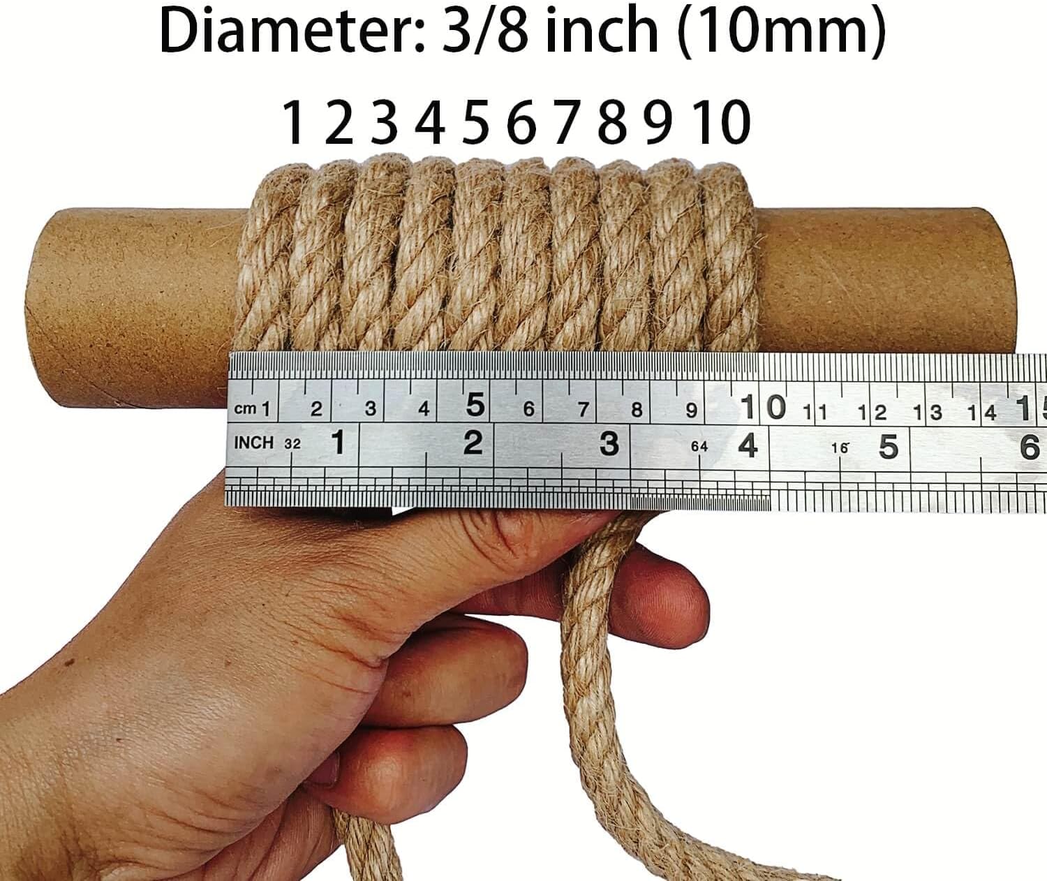 Jute Rope 10mm, 164 Feet 4.5lb Thick Garden Jute Twine String for DIY Cat Scratcher, Gardening, Bundling and Wall Hanging Craft Decorative (Brown)-VerdiqueGarden