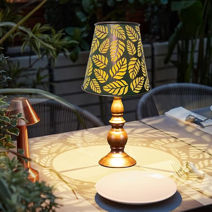 Pearlstar Solar Table Lamps - Leaf Garden Waterproof Cordless Solar Table Lamps for Patio Garden Pathway Yard-VerdiqueGarden